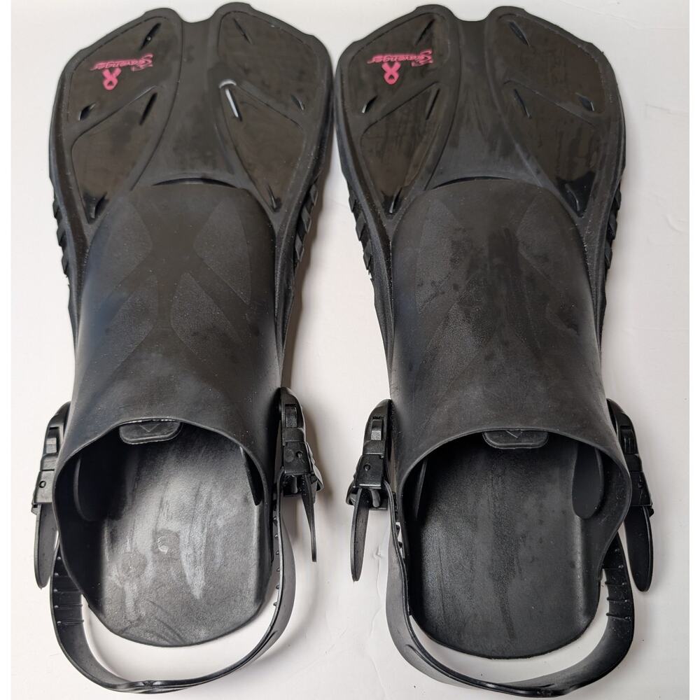 Seavenger Snorkel Fins ADULT SIZE M/L/XL 9-13 Mesh Carrying Bag black pink beach
